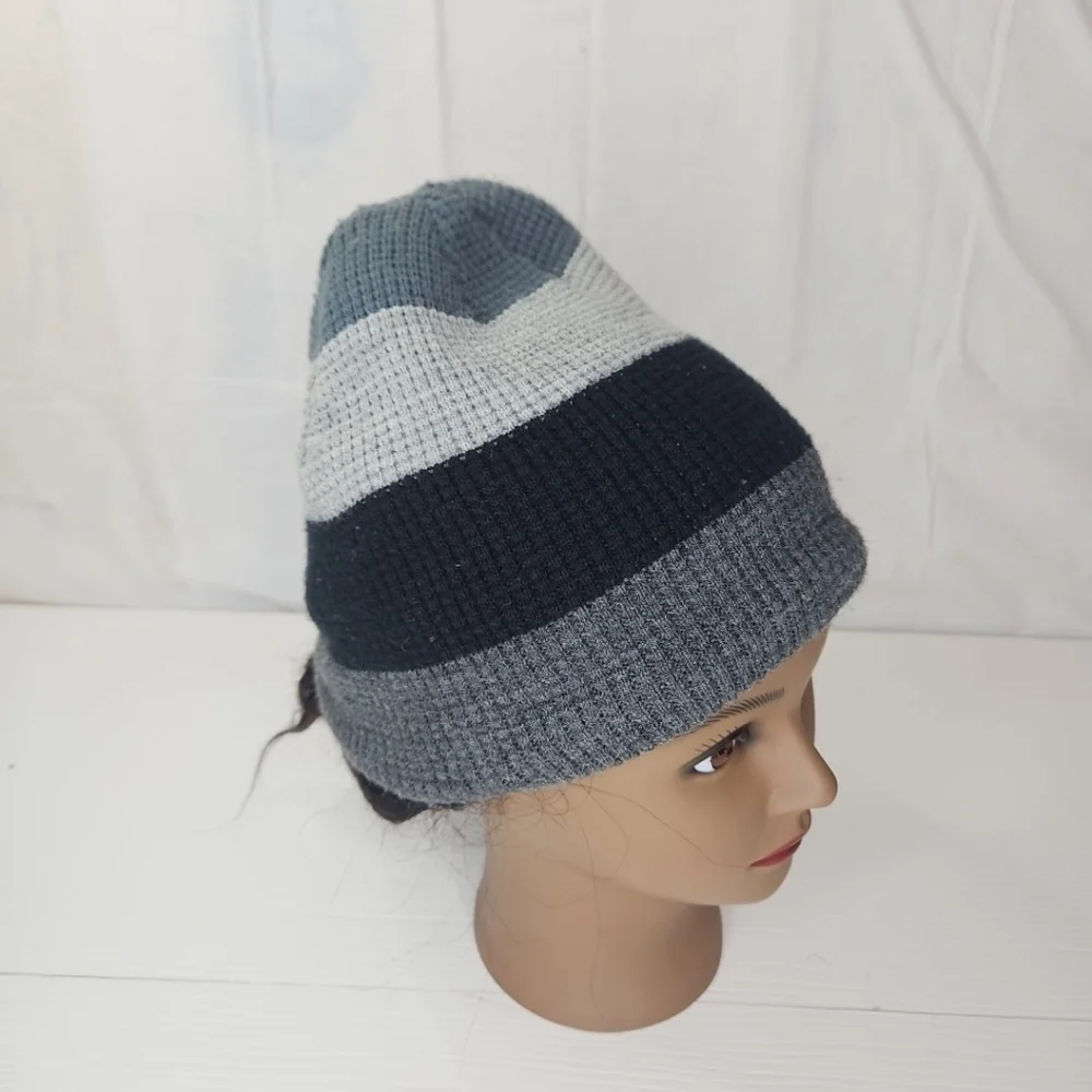 🎁Color Block Casual Solid Unisex Beanie Knitting Hat Winter Black Gray One Size - Picture 3 of 14